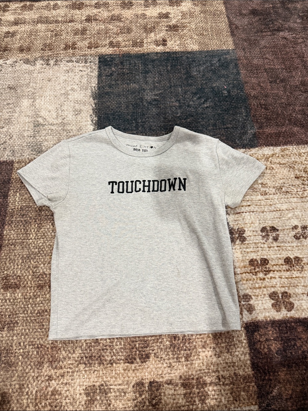 TOUCHDOWN Grey women’s Graphic Tee - Casual Short Sleeve Top